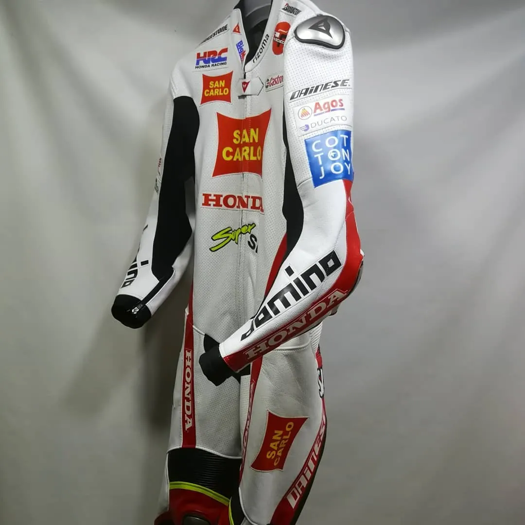 Handcrafted motorcycle leather racing suit from the Sazy workshop